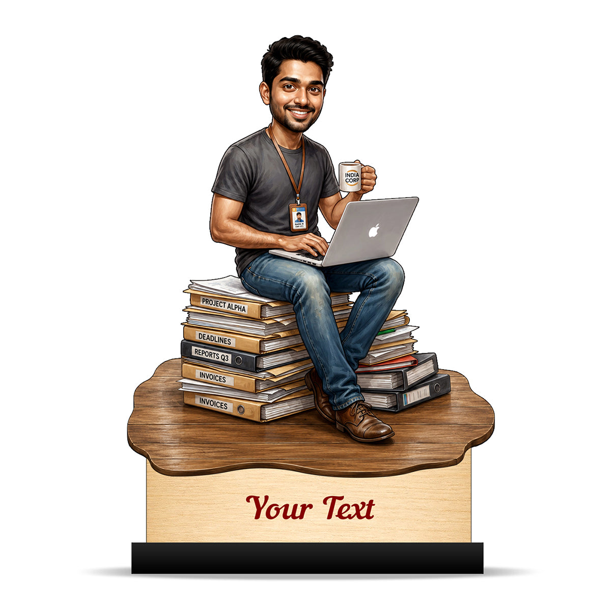 Personalized Corporate Office Male Employee Caricature C921