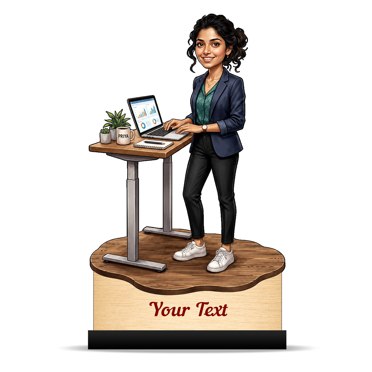 Personalized Corporate Office Female Employee Caricature C895