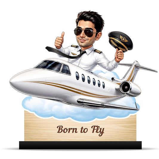 Personalized Air India Pilot Male Caricature C1150
