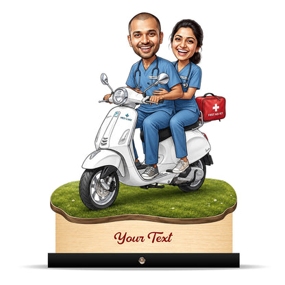 Couple Doctor Caricature on Bike C598