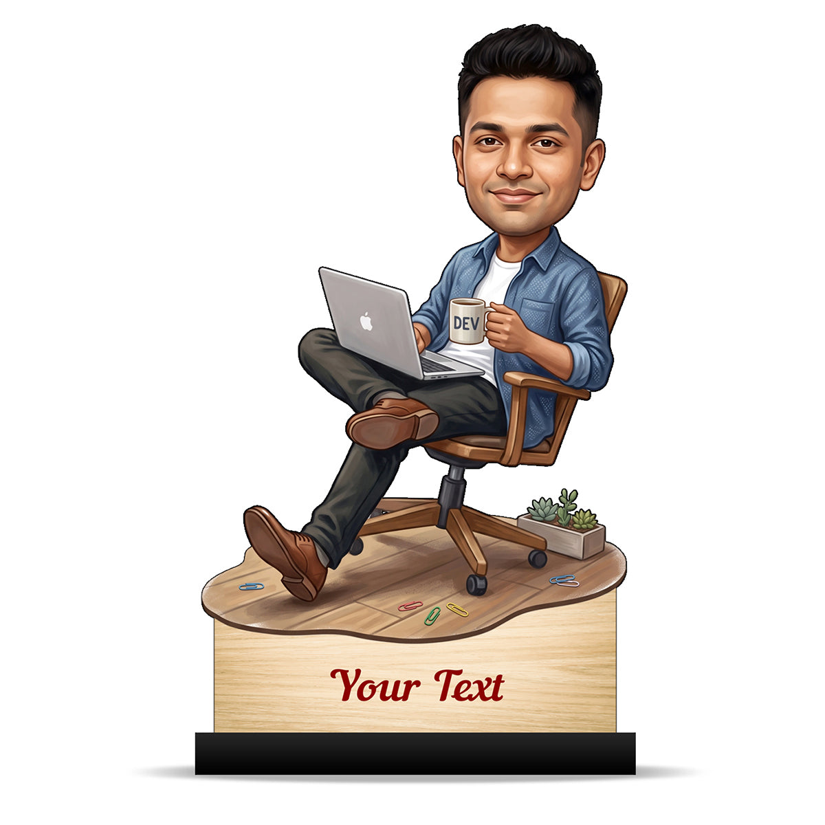 Personalized Laptop with Coffee Male Caricature C1015