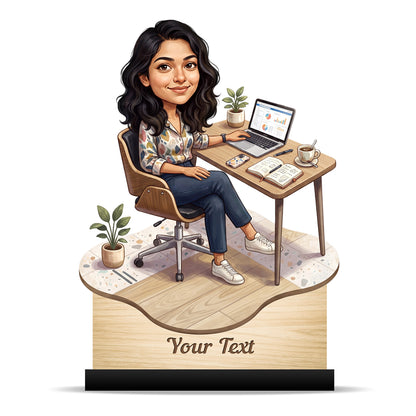 Personalized Female Work From Home Caricature C1100