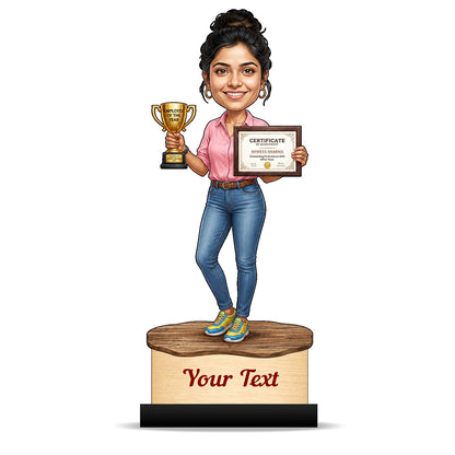 Personalized Achievement Award Female Caricature C936