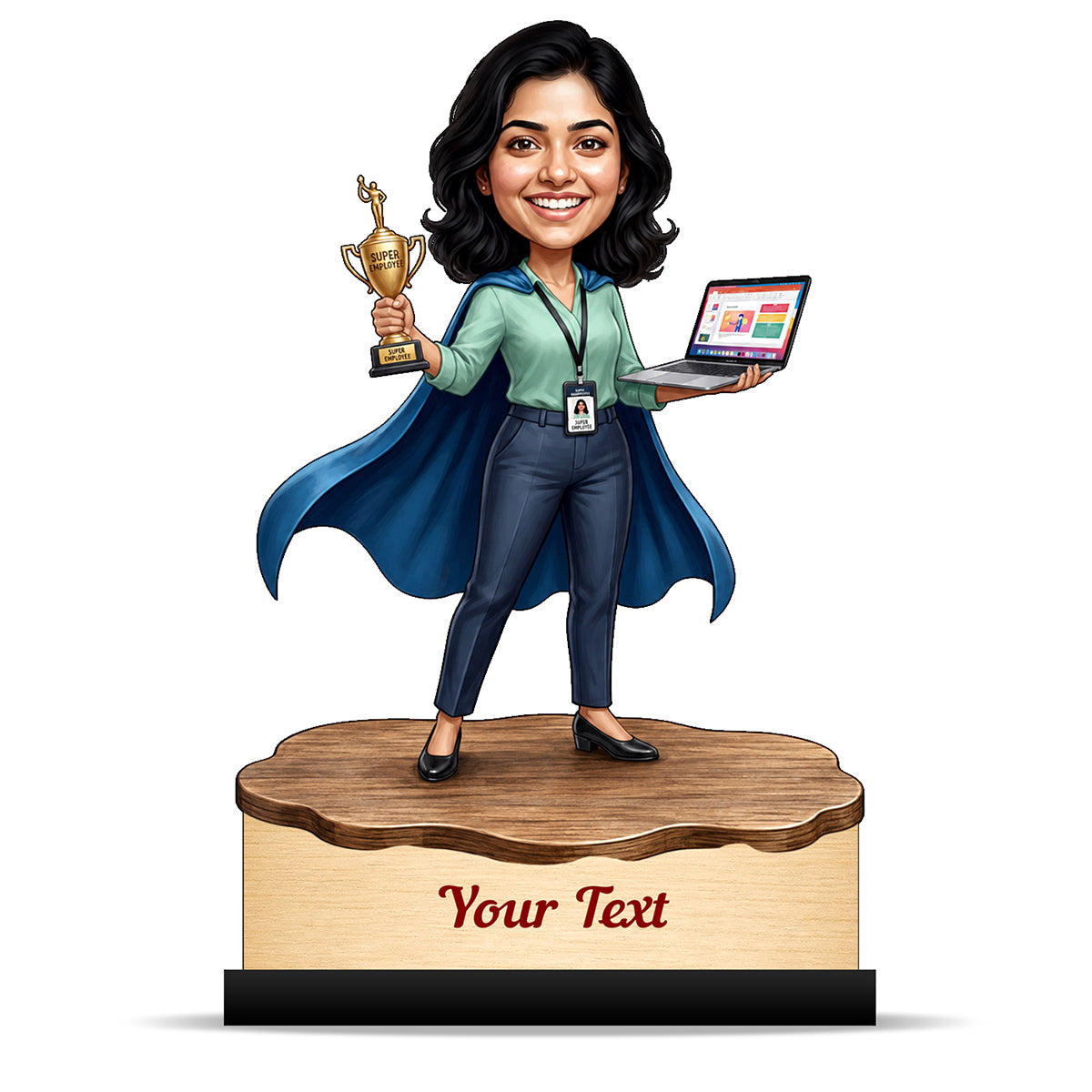 Personalized Achievement Award Female Caricature C930
