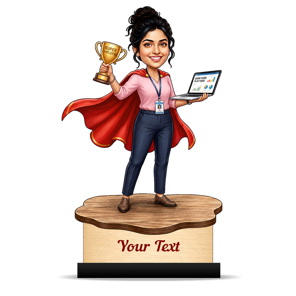 Personalized Achievement Award Female Caricature C928