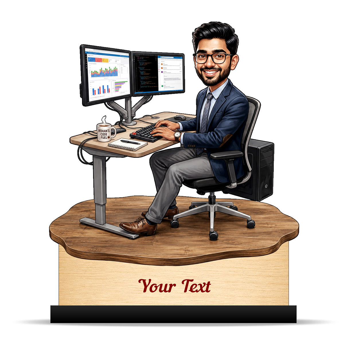Personalized Corporate Office Male Employee Caricature C912