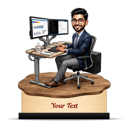 Personalized Corporate Office Male Employee Caricature C912