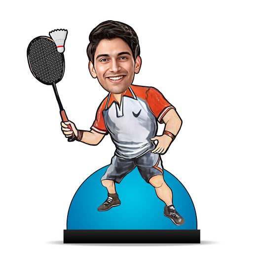Badminton Player Male Caricature C395
