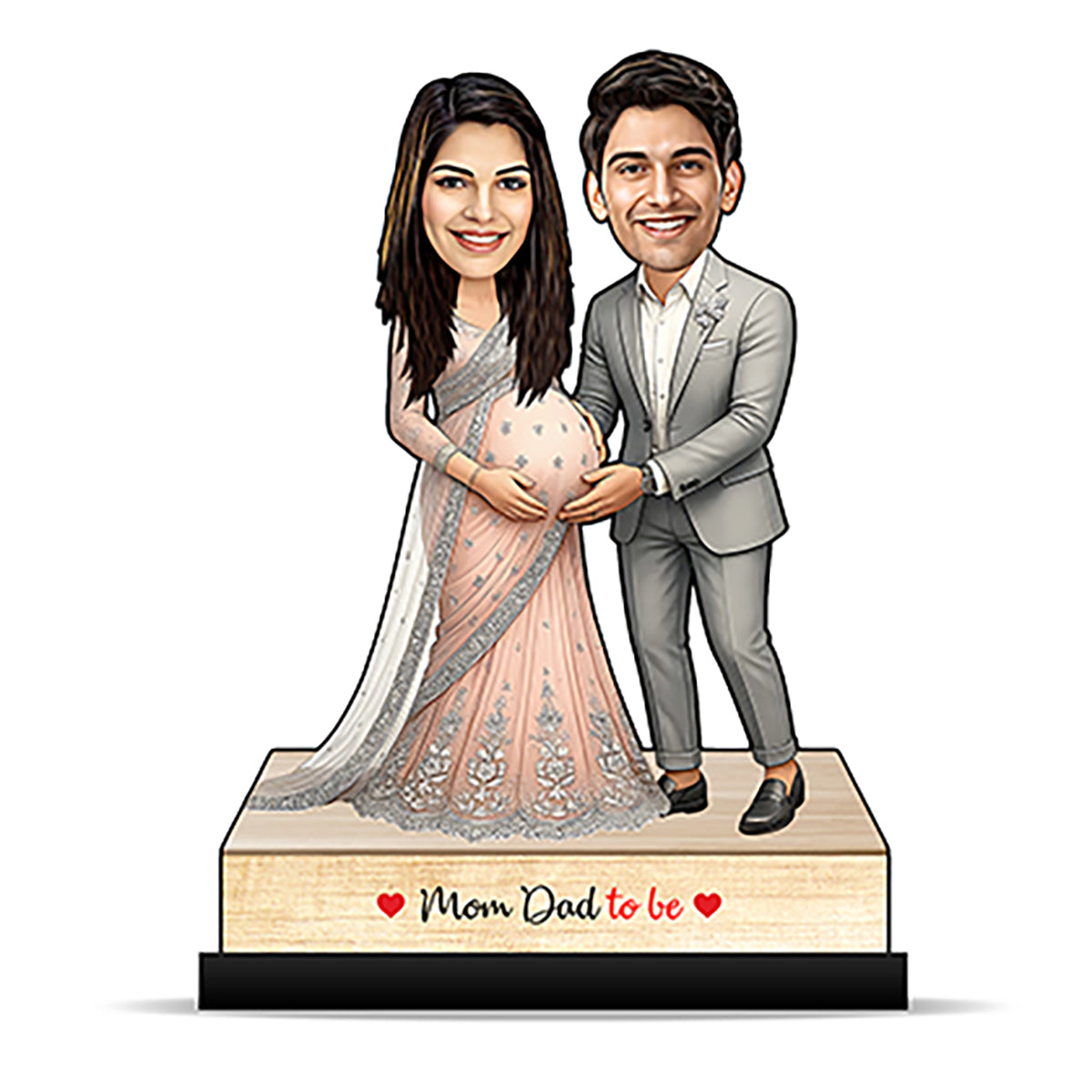 Mom Dad To Be Pregnancy Couple Caricature C388