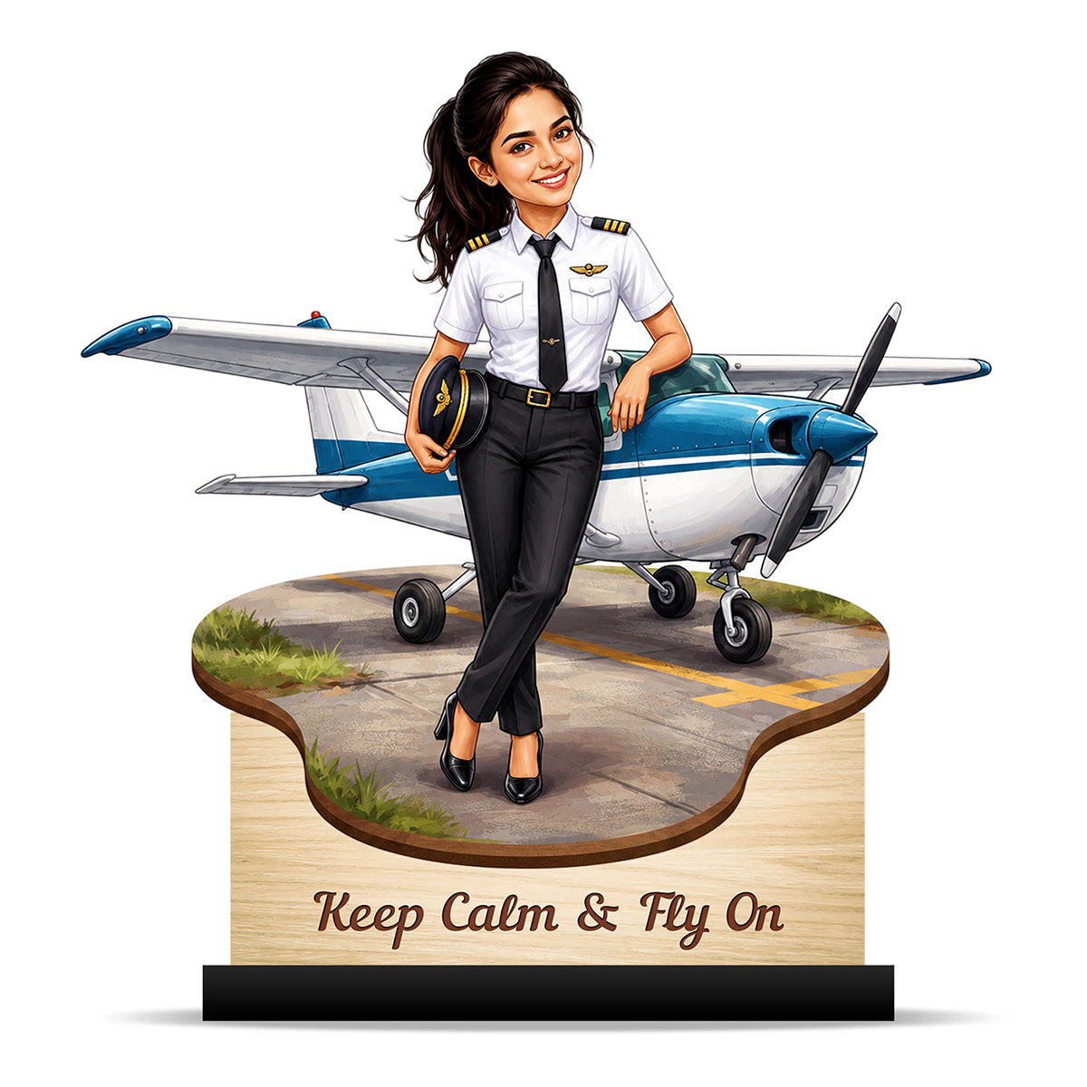 Personalized Air India Pilot Female Caricature C1155
