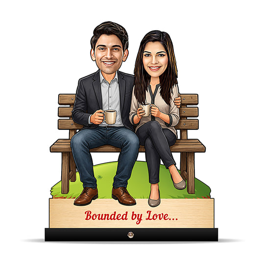 Couple in park having coffee Caricature C444