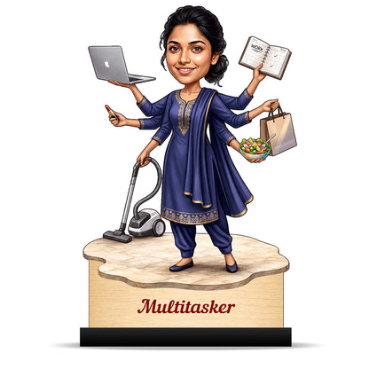 Personalized Multitasker Female Caricature C975