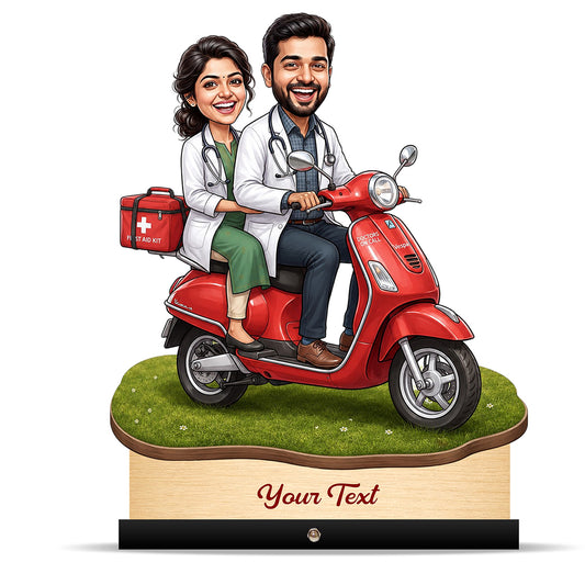 Couple Doctor Caricature on Bike C614
