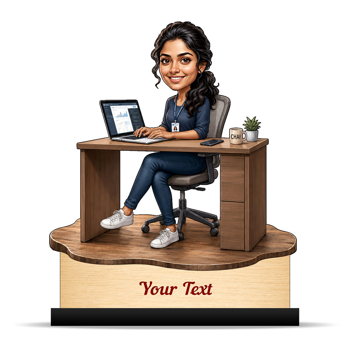 Personalized Corporate Office Female Employee Caricature C871