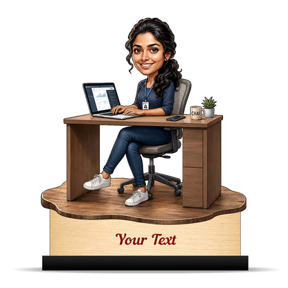 Personalized Corporate Office Female Employee Caricature C871
