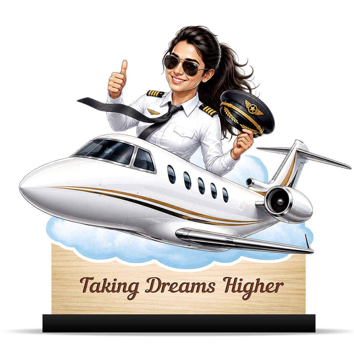 Personalized Air India Pilot Female Caricature C1151
