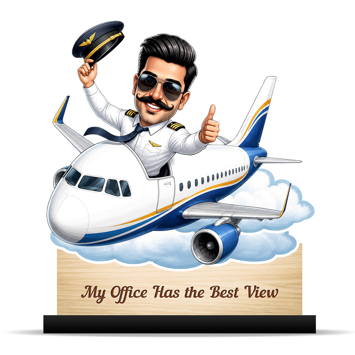 Personalized Air India Pilot Male Caricature C1148