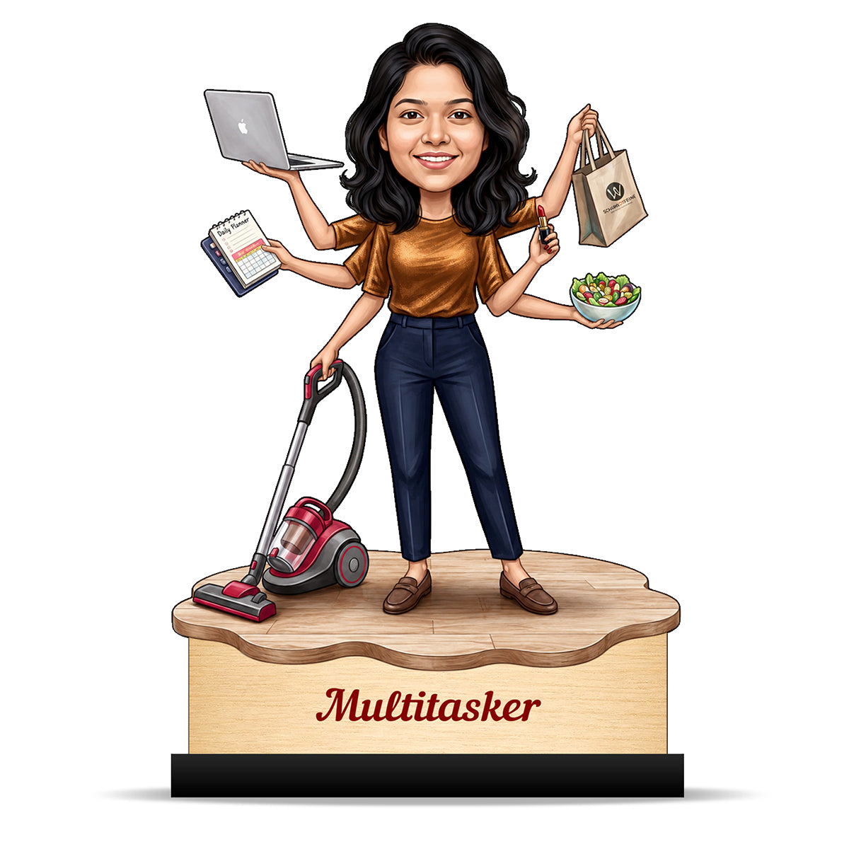 Personalized Multitasker Female Caricature C980