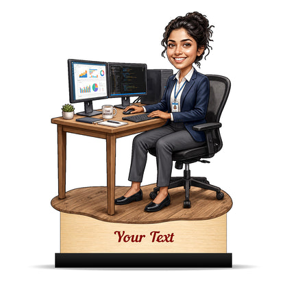 Personalized Corporate Office Female Employee Caricature C879