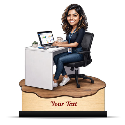 Personalized Corporate Office Female Employee Caricature C874