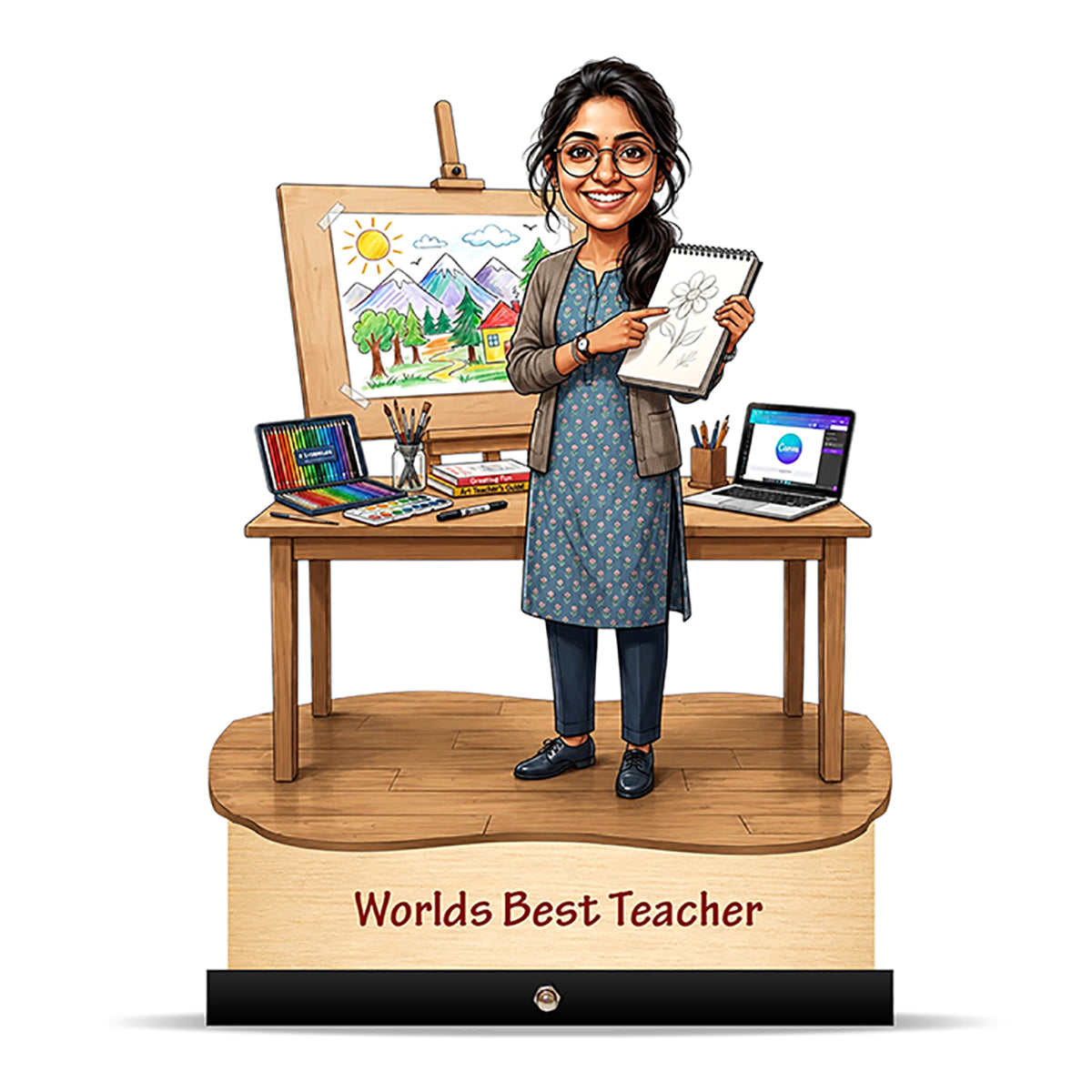 Worlds Best Art & Drawing Teacher Caricature C544