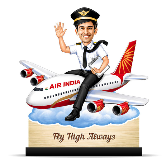 Personalized Air India Pilot Male Caricature C1146