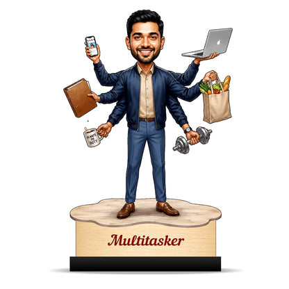Personalized Multitasker Male Caricature C974