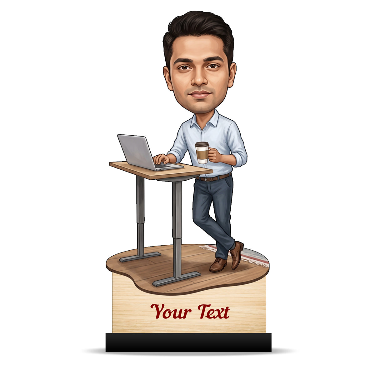 Personalized Laptop with Coffee Male Caricature C1004
