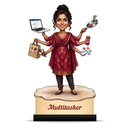 Personalized Multitasker Female Caricature C972