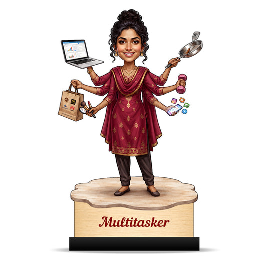 Personalized Multitasker Female Caricature C972