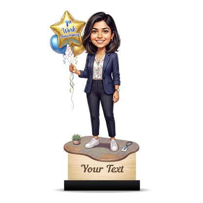 Personalized Work Anniversary Female Caricature C1112