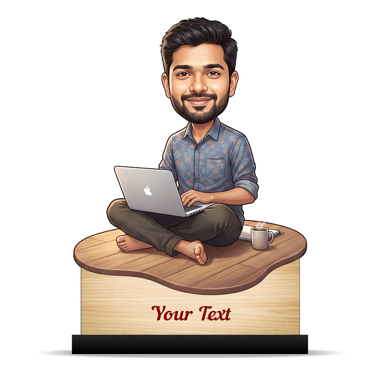 Personalized Laptop with Coffee Male Caricature C1007