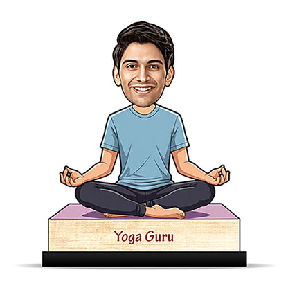 Yoga Meditation male Caricature C411