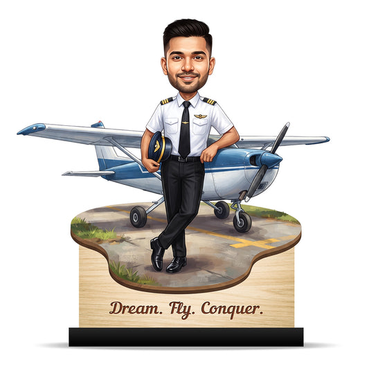 Personalized Air India Pilot Male Caricature C1154
