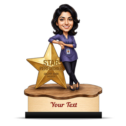 Personalized Achievement Award Female Caricature C926