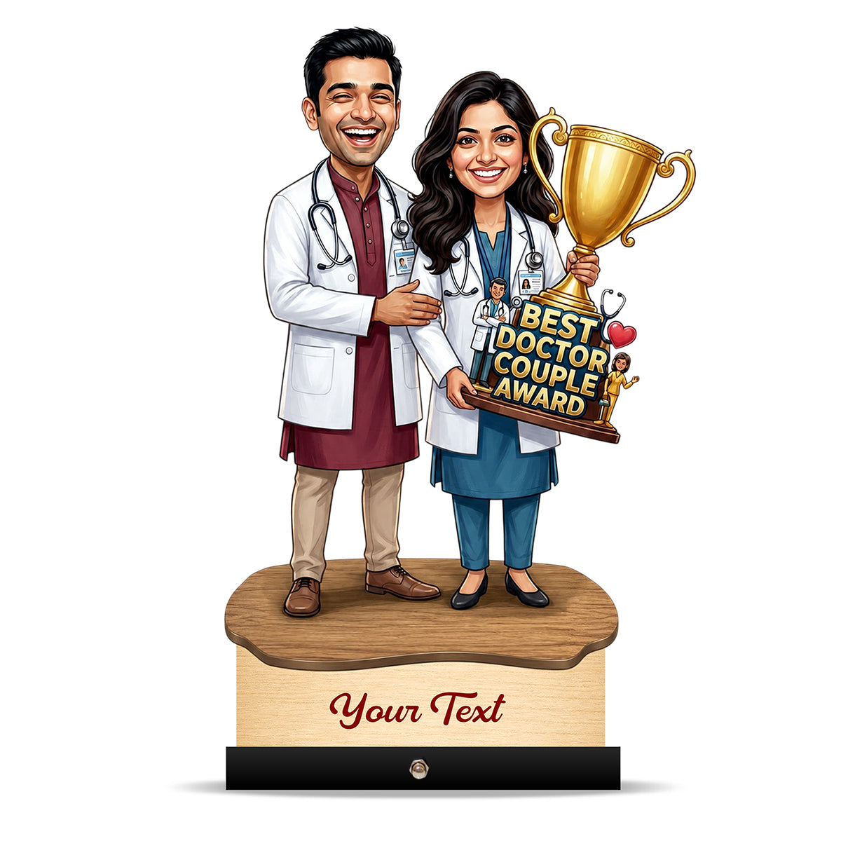 Couple Doctor with Award Caricature C607