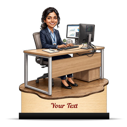 Personalized Corporate Office Female Employee Caricature C877