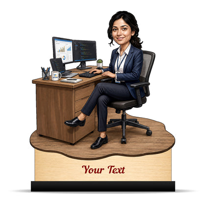 Personalized Corporate Office Female Employee Caricature C894