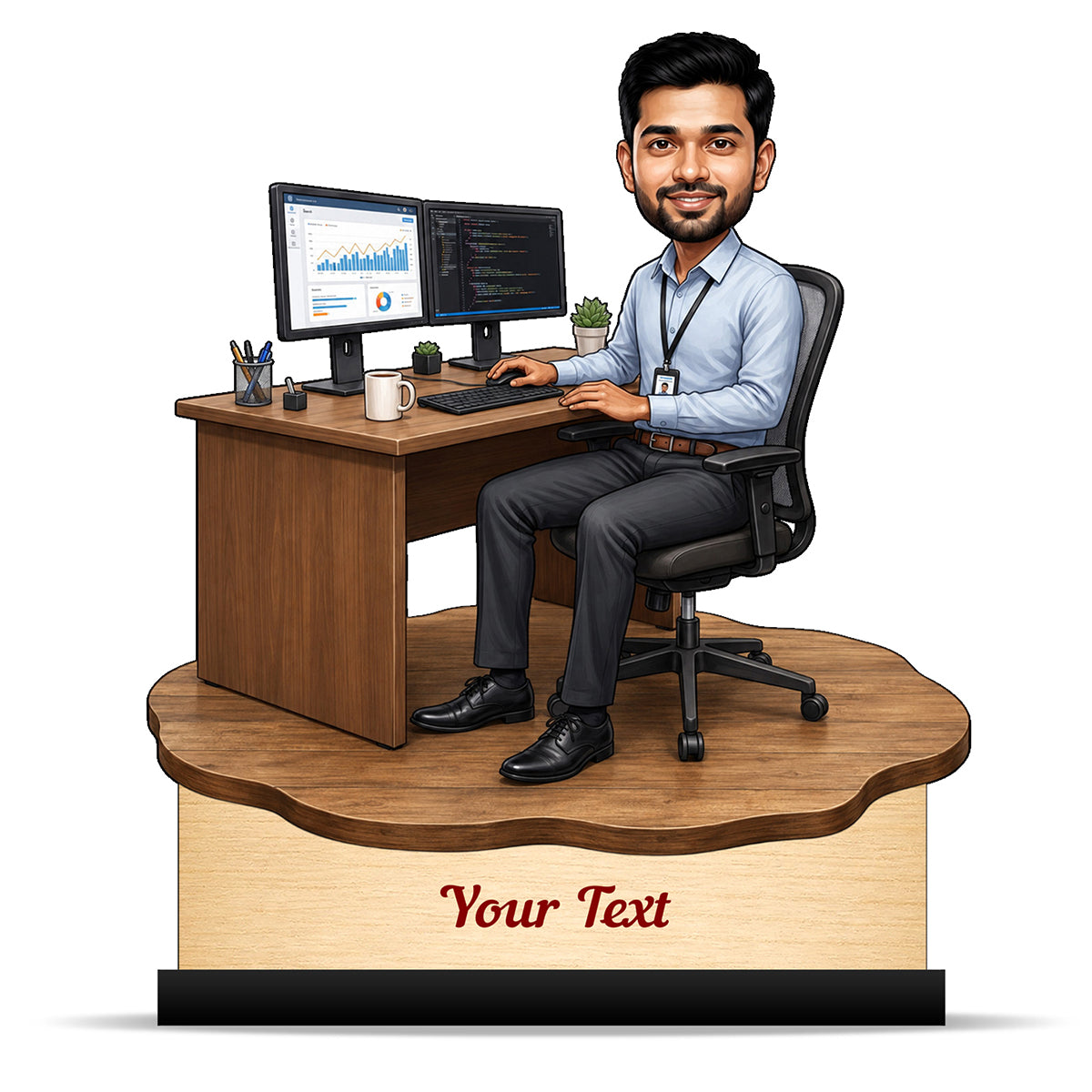 Personalized Corporate Office Male Employee Caricature C916