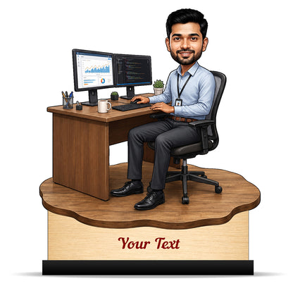 Personalized Corporate Office Male Employee Caricature C916