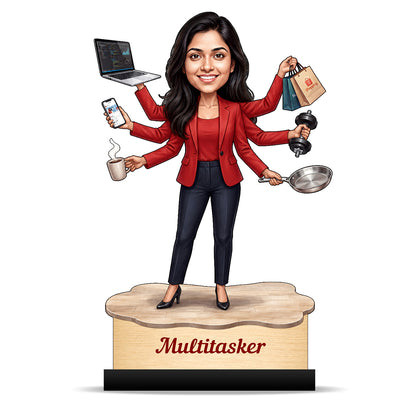 Personalized Multitasker Female Caricature C983