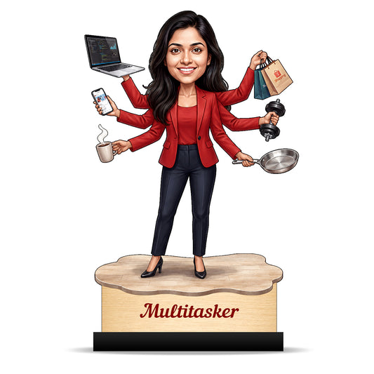 Personalized Multitasker Female Caricature C983