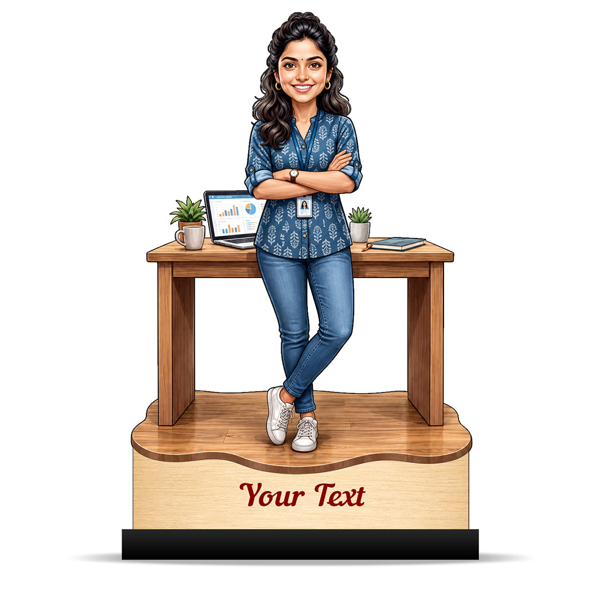 Personalized Corporate Office Female Employee Caricature C875