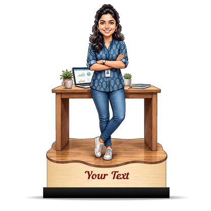 Personalized Corporate Office Female Employee Caricature C875