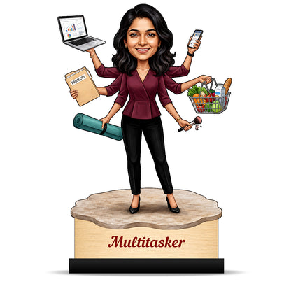 Personalized Multitasker Female Caricature C976