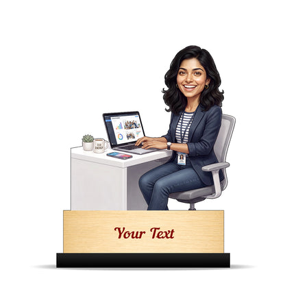 Personalized Corporate Office Female Employee Caricature C896