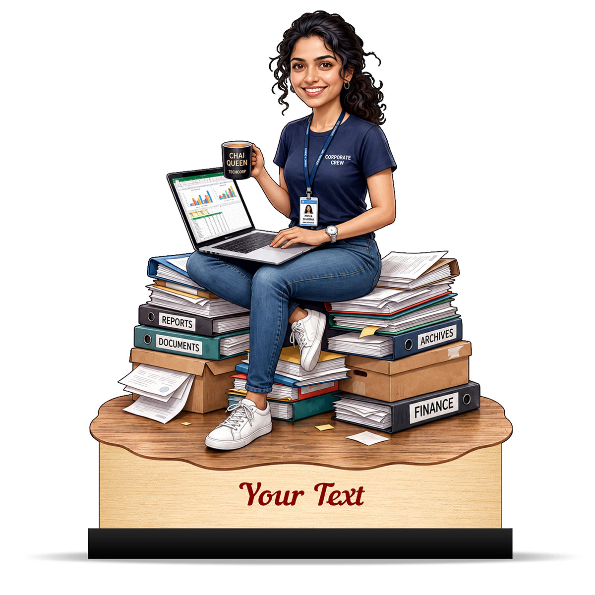 Personalized Corporate Office Female Employee Caricature C880