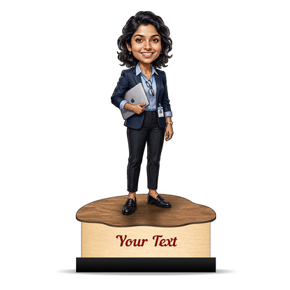 Personalized Corporate Office Female Employee Caricature C876