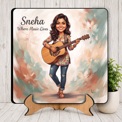Girl with Guitar Caricature Frame CF02