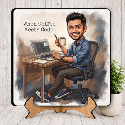 Where Coffee Meets Code Caricature Frame CF04